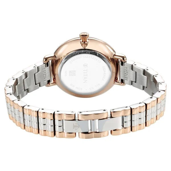 Titan Aura Women's Watch Analog Silver Dial with Two-Toned Stainless Steel Band, 95244KM01