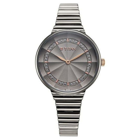 Titan, Women, Analog, Watch, Grey Dial, Stainless steel Strap, 95245KM02