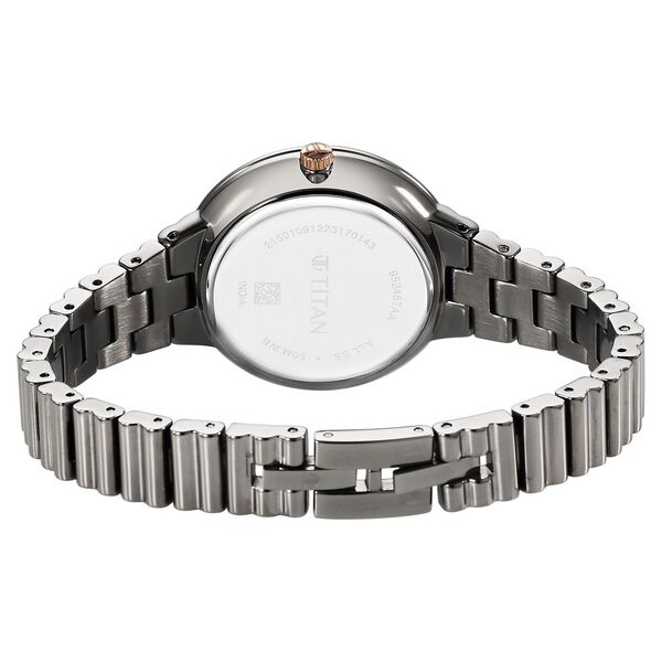 Titan Aura Women's Watch Analog Grey Dial with Silver Stainless Steel Band, 95245KM02