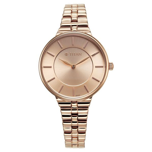 Titan Aura Women's Watch Analog Rose Gold Dial & Stainless Steel Band, 95245WM01