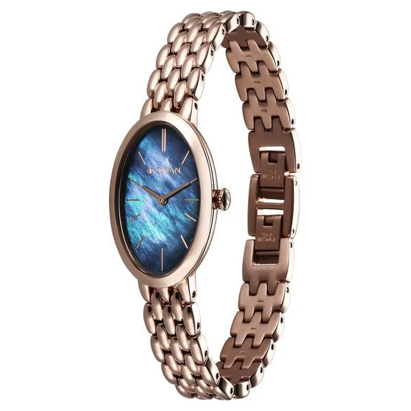 Titan Aura Women's Watch Analog Mother of Pearl Dial with Rose Gold Stainless Steel Band, 95246WM01