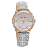 Titan Bright Leathers Women's Watch Analog Silver Dial with Silver Leather Strap, 95247WL03