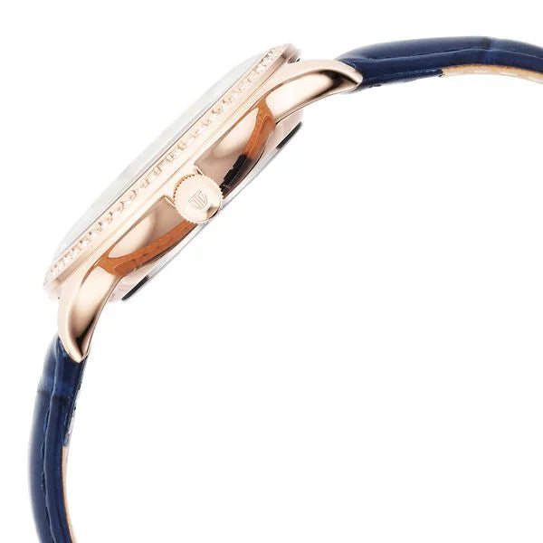 Titan Bright Leathers Women's Watch Analog Silver Dial with Blue Leather Strap, 95247WL06