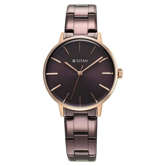 Titan, Women, Analog, Watch, Purple Dial, Stainless steel Strap, 95248KM01