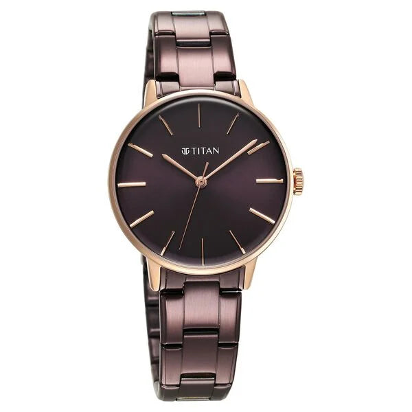 Titan TGIF Women's Watch Analog Purple Dial with Purple Stainless Steel Band, 95248KM01