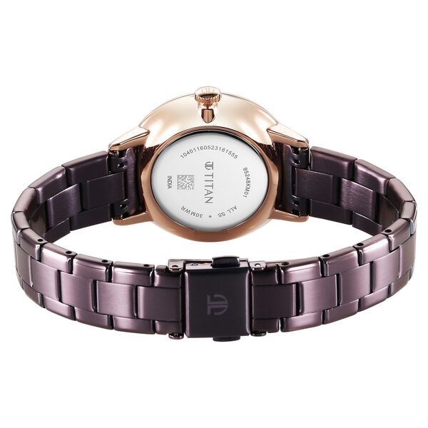 Titan TGIF Women's Watch Analog Purple Dial with Purple Stainless Steel Band, 95248KM01