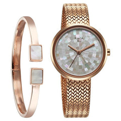 Titan Raga Women's Watch Analog Mother of Pearl Dial with Rose Gold Stainless Steel Band, 95253WM02