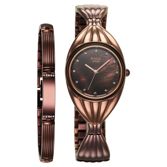 Titan, Women, Analog, Watch, Mother of pearl Dial, Stainless steel Strap, 95254QM01