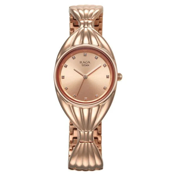 Titan Raga Women's Watch Analog Rose Gold Dial with Rose Gold Stainless Steel Band, 95254WM01
