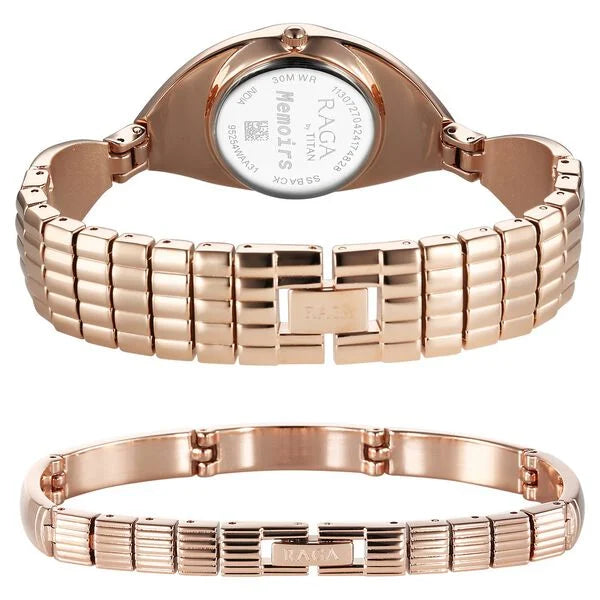 Titan Raga Women's Watch Analog Rose Gold Dial with Rose Gold Stainless Steel Band, 95254WM01
