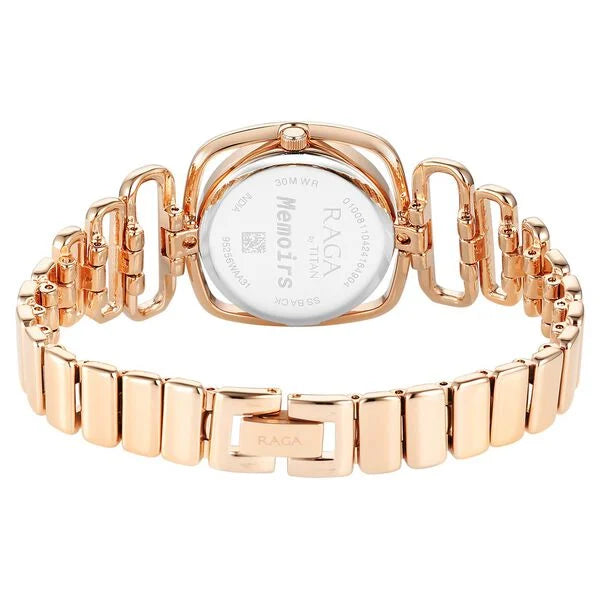 Titan Raga Women's Watch Analog Mother of Pearl Dial with Rose Gold Stainless Steel Band, 95256WM01