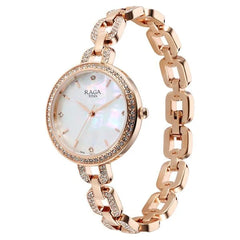 Titan Raga Showstopper Women's Watch Analog Mother of Pearl Dial with Rose Gold Stainless Steel Band, 95272WM01