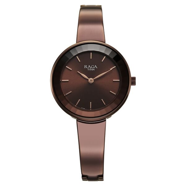 Titan Raga Women's Analog Watch Mother Of Pearl Dial With Golden Stainless Steel Strap , 95275WM01