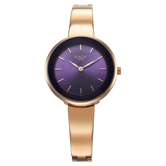 Titan, Women, Analog, Watch, Purple Dial, Stainless steel Strap, 95276WM01