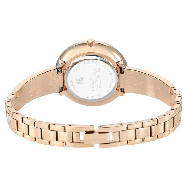 Titan Raga Women's Watch Analog Purple Dial with Rose Gold Stainless Steel Band, 95276WM01