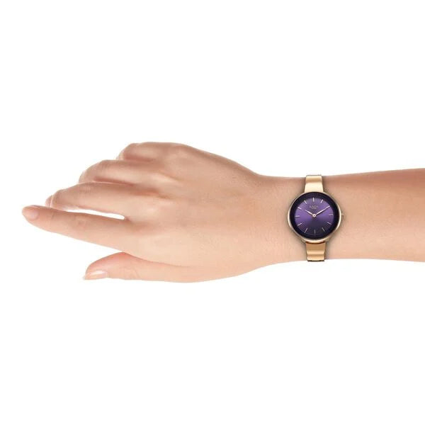 Titan Raga Women's Watch Analog Purple Dial with Rose Gold Stainless Steel Band, 95276WM01