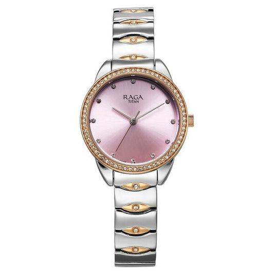 Titan, Women, Analog, Watch, Pink Dial, Stainless steel Strap, 95281KM01