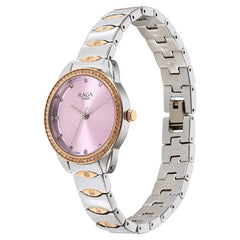 Titan Raga Showstopper Women's Watch Analog Pink Dial with Silver Stainless Steel Band, 95281KM01