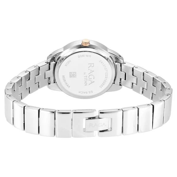 Titan Raga Showstopper Women's Watch Analog Pink Dial with Silver Stainless Steel Band, 95281KM01