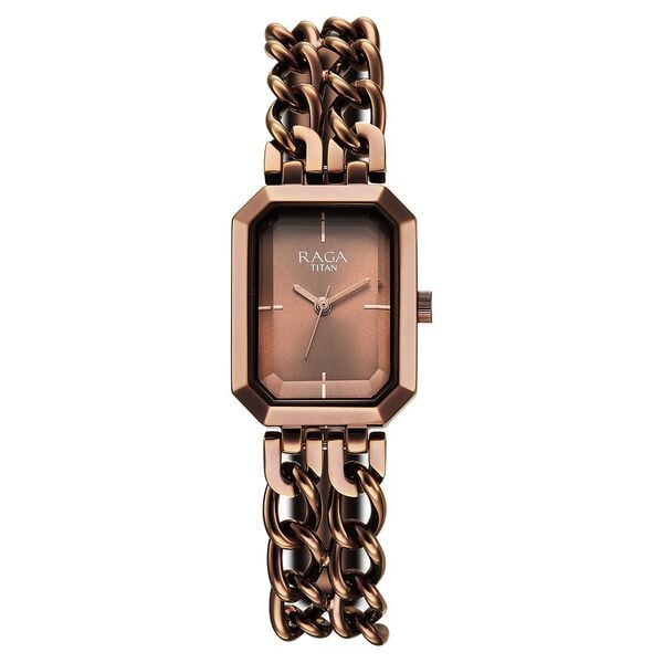 Titan Raga Women's Analog Watch Brown Dial With Brown Stainless Steel Strap , 95276QM01