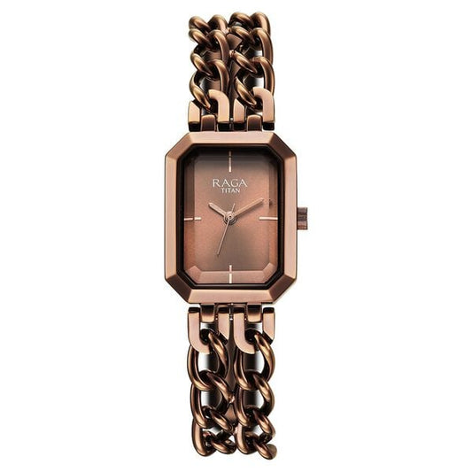 Titan, Women, Analog, Watch, Brown Dial, Stainless steel Strap, 95283QM01