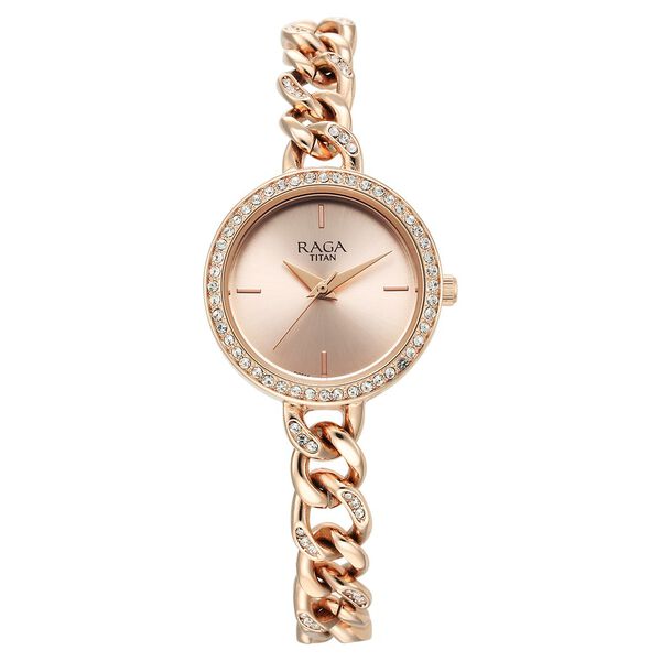 Titan Raga Women's Watch Analog Rose Gold Dial with Rose Gold Stainless Steel Band, 95288WM01