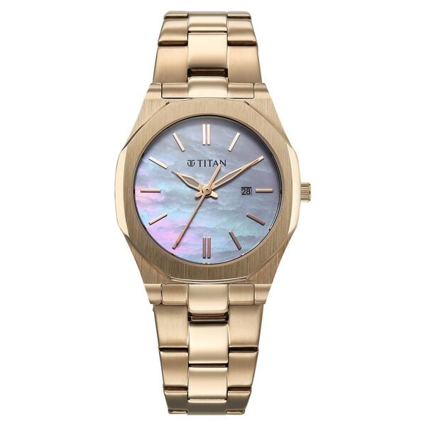 Titan Workday Wonders Quartz Analog Women's Watch with Date and Mother Of Pearl Dial with Stainless Steel Strap, 95295WM01