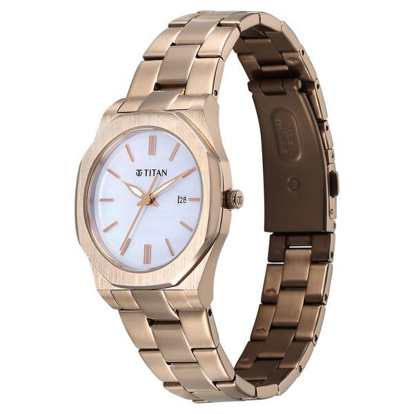Titan Workday Wonders Quartz Analog Women's Watch with Date and Mother Of Pearl Dial with Stainless Steel Strap, 95295WM01