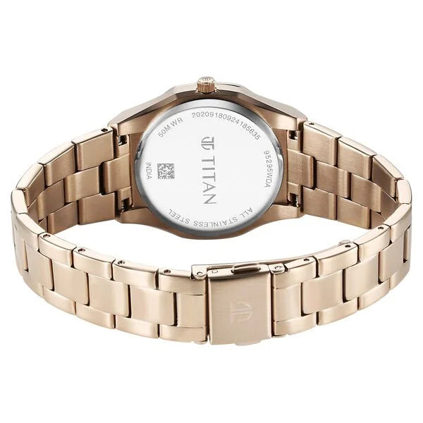 Titan Workday Wonders Quartz Analog Women's Watch with Date and Mother Of Pearl Dial with Stainless Steel Strap, 95295WM01