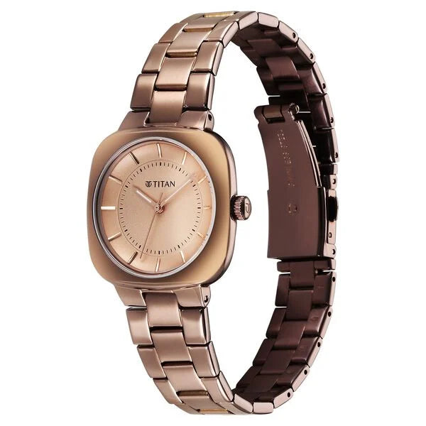 Titan Horizon Women's Quartz Analog Watch Brown Dial With Stainless Steel Strap, 95296QM01