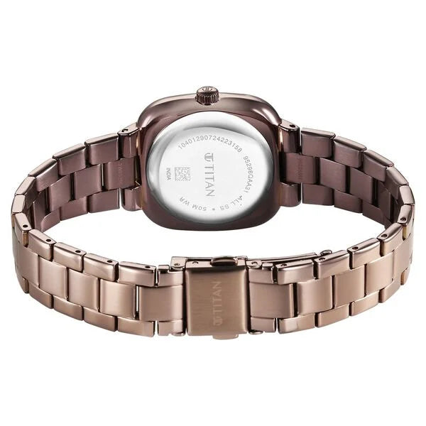 Titan Horizon Women's Quartz Analog Watch Brown Dial With Stainless Steel Strap, 95296QM01