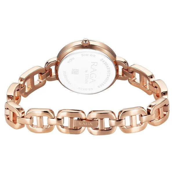 Titan Raga Showstopper Women's Watch Analog Rose Gold Dial with Rose Gold Stainless Steel Band, 95305WM01