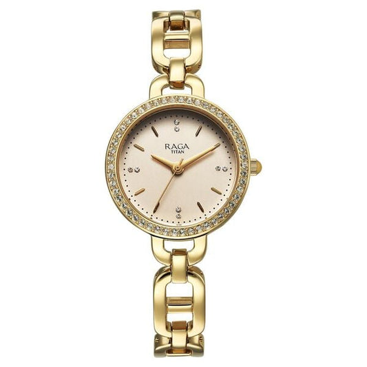 Titan, Women, Analog, Watch, Beige Dial, Stainless steel Strap, 95305YM01
