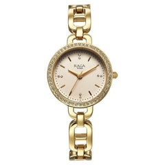 Titan Raga Showstopper Women's Watch Analog Beige Dial with Gold Stainless Steel Band, 95305YM01