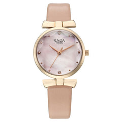 Titan Raga Showstopper Women's Watch Analog Pink Dial with Pink Leather Strap, 95308WL01