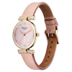 Titan Raga Showstopper Women's Watch Analog Pink Dial with Pink Leather Strap, 95308WL01