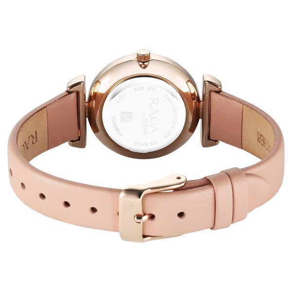 Titan Raga Showstopper Women's Watch Analog Pink Dial with Pink Leather Strap, 95308WL01