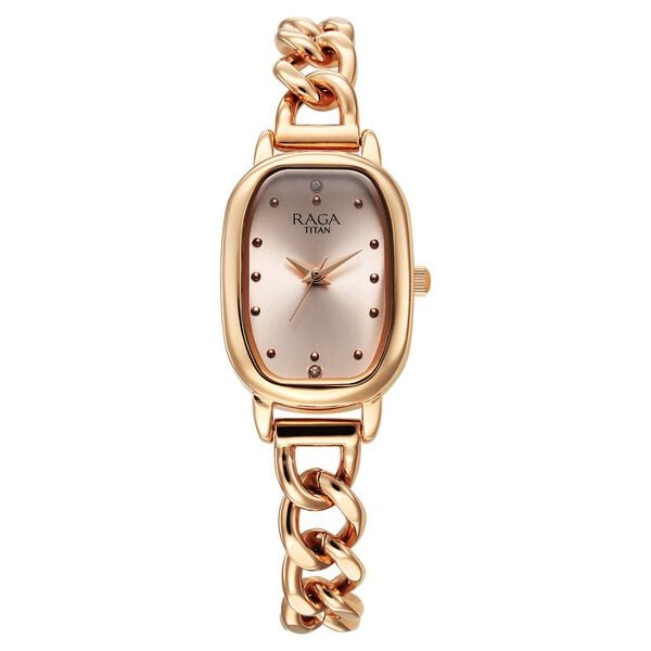 Titan Raga Showstopper Women's Watch Analog Rose Gold Dial with Rose Gold Stainless Steel Band, 95309WM01