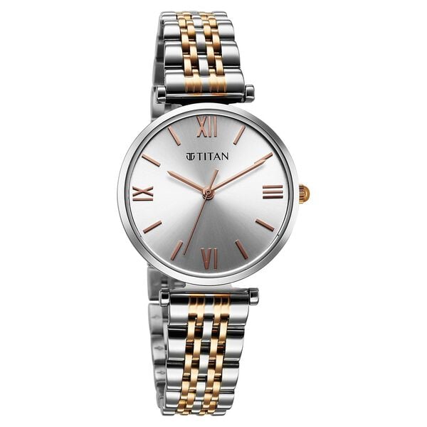 Titan Workmode Women's Analog Watch Silver Dial With Two Tone Stainless Steel Band, 95313KM01