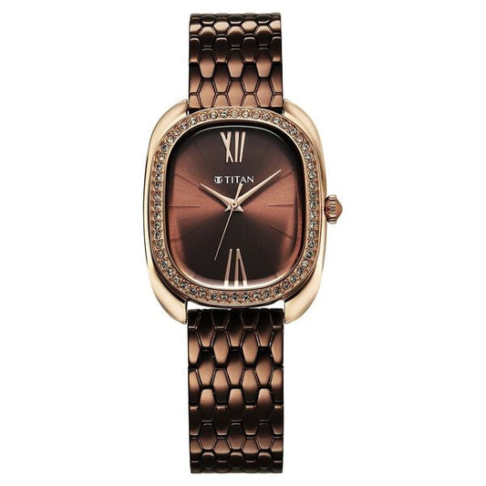 Titan, Women, Analog, Watch, Brown Dial, Stainless steel Strap, 95317KM01