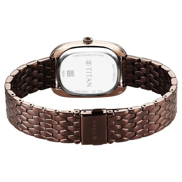 Titan Glamour Quartz Women's Analog Brown Dial Brown Stainless Steel Strap Watch 95317KM01