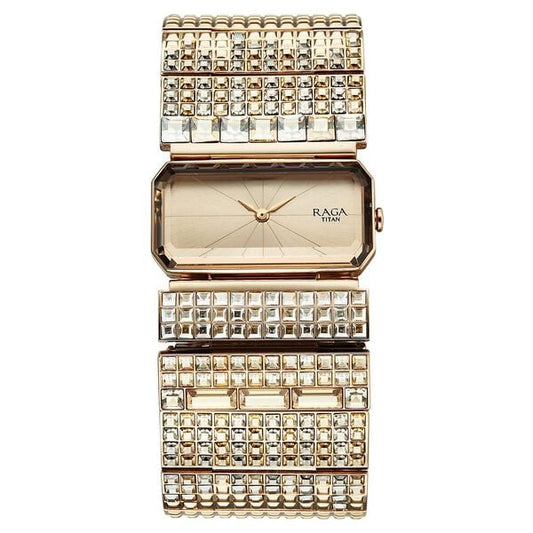 Titan, Men's, Analog Watch, Gold Dial, with Stainless Steel Band, TI-95318WM01