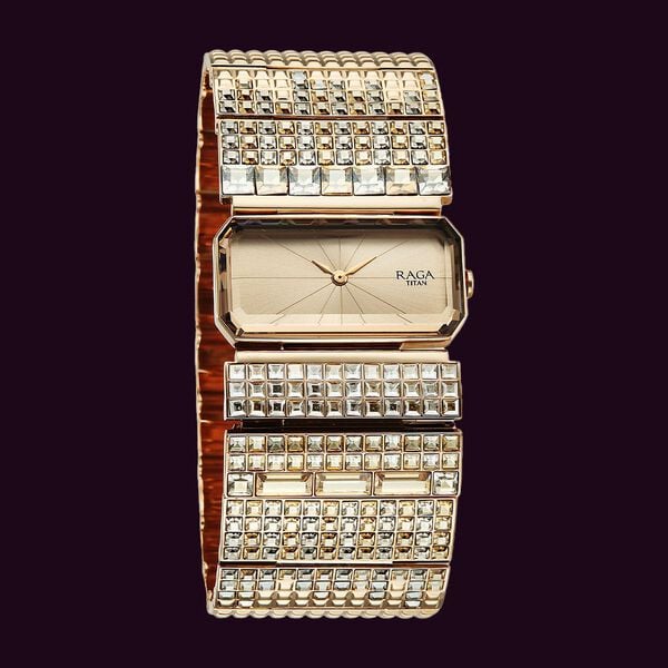 Titan Raga Cocktails Quartz Analog  Women's Watch with Rose Gold Dial and Stainless Steel Strap, 95318WM01