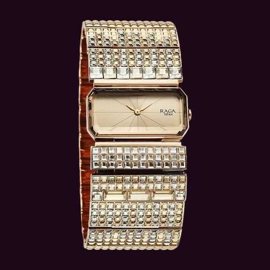 Titan, Men's, Analog Watch, Gold Dial, with Stainless Steel Band, TI-95318WM01