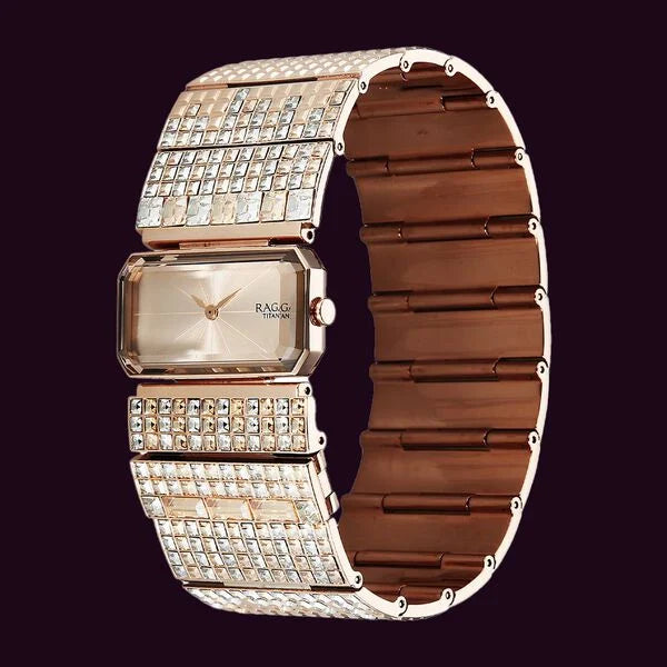 Titan Raga Cocktails Quartz Analog  Women's Watch with Rose Gold Dial and Stainless Steel Strap, 95318WM01