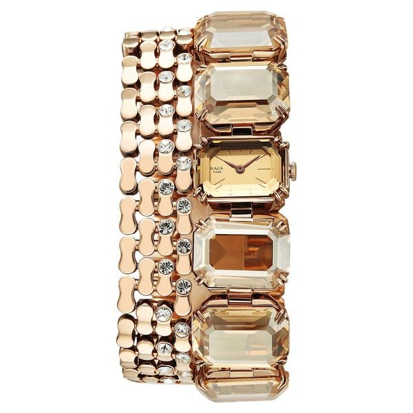 Titan Raga Cocktails Quartz Analog Women's Watch with Rose Gold Dial and Stainless Steel Strap, 95319WM01