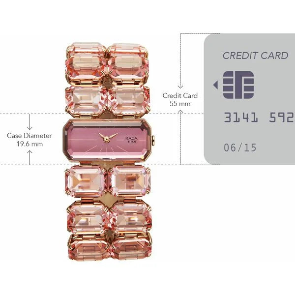 Titan Raga Cocktails Quartz Analog Women's Watch with Rose Gold Dial and Stainless Steel Strap, 95320WM02