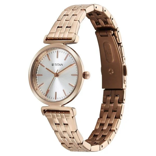 Titan Workmode Quartz Analog Women's watch with Silver Dial and Stainless Steel Strap, 95321WM01