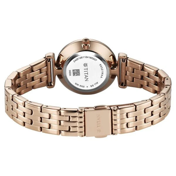 Titan Workmode Quartz Analog Women's watch with Silver Dial and Stainless Steel Strap, 95321WM01
