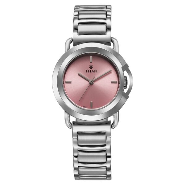 Titan Workmode Quartz Analog Women's watch with Pink Dial and Stainless Steel Strap, 95324SM01